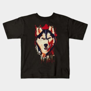 Husky Dog Tie Dye art design Kids T-Shirt